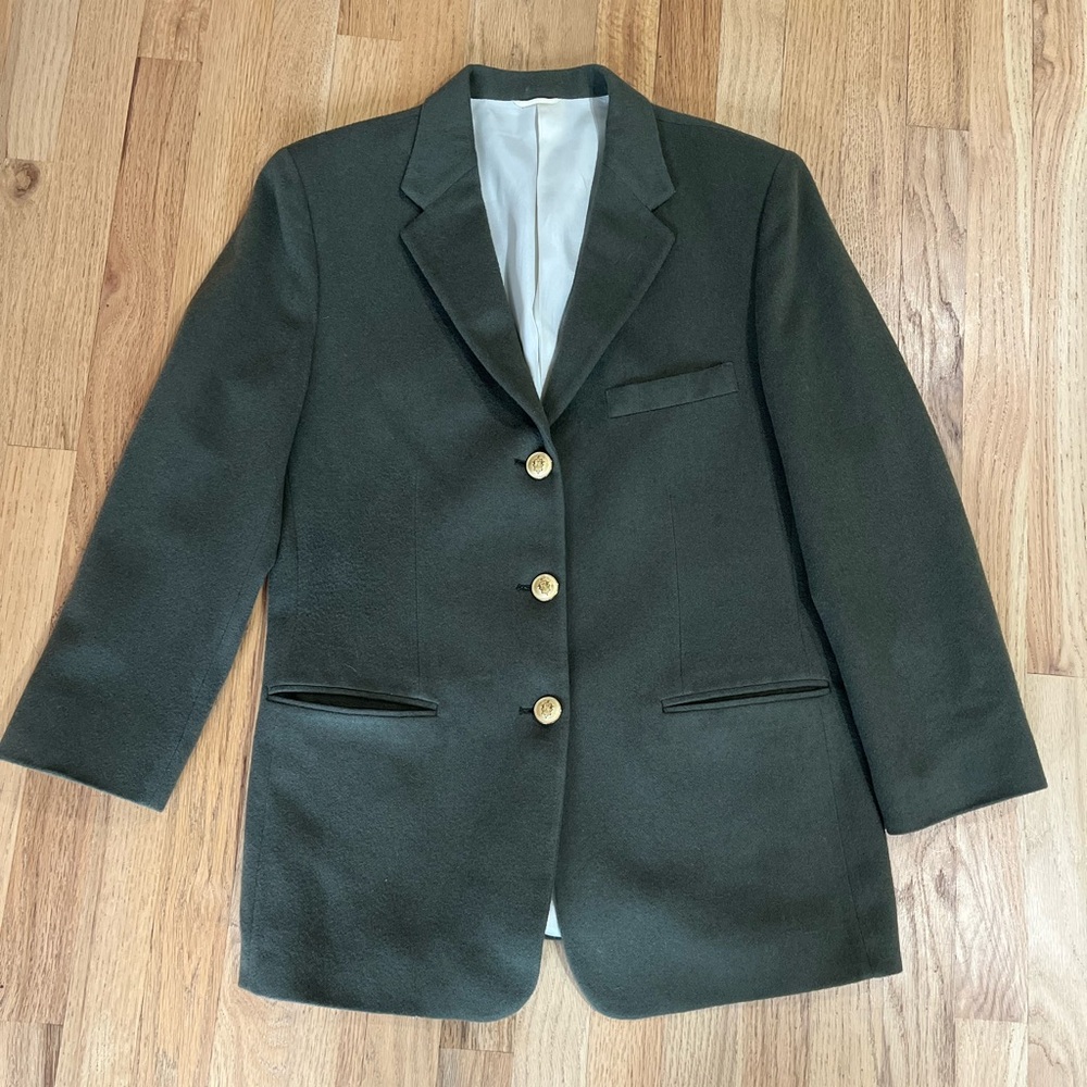 100% Camel Hair Union Made Olive Green Vintage Blazer Sz 10